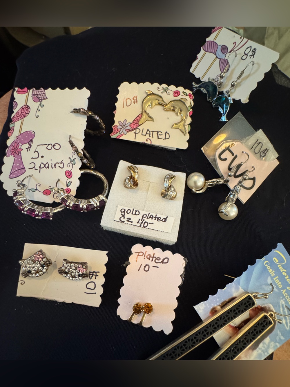 Assorted Fashion Earrings Bundle - Silver, Gold, Pink, Pearl purple ones sold